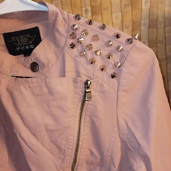 NWT TCEC Dusty rose studded moto jacket - Picture 4 of 9
